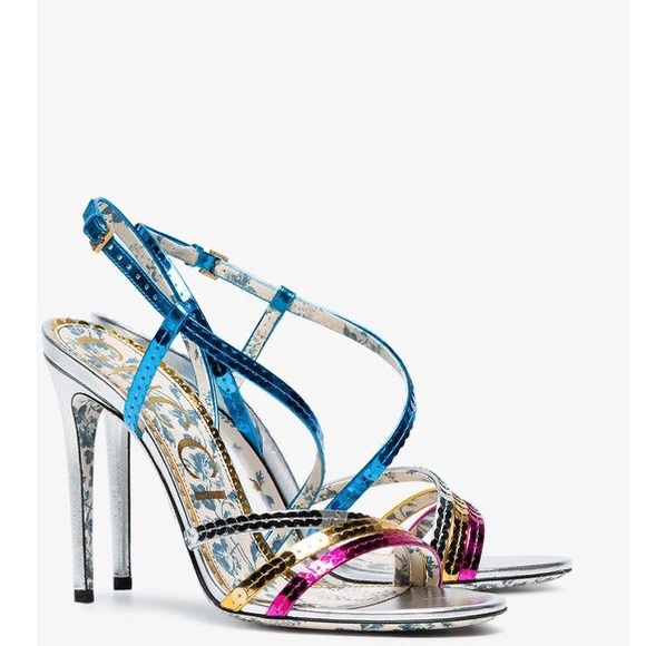 NIB Gucci Haines 105mm Sequin Sandal Heels 37 - Picture 1 of 16